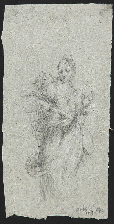 Figura femminile (disegno) di Bertuzzi Nicola (attr.) (metà sec. XVIII)