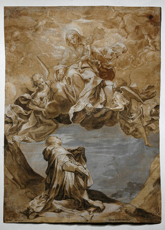 MADONNA DEL ROSARIO (disegno) di Barocci Federico (cerchia) (fine/inizio secc. XVI/ XVII)