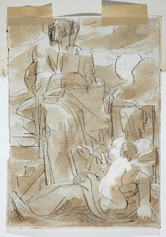 RIPOSO NELLA FUGA IN EGITTO (disegno) di Duranti Fortunato (secondo quarto sec. XIX)