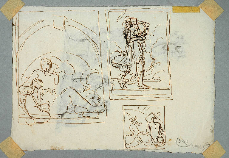 MADONNA CON BAMBINO/ Studio per decorazione (disegno) di Duranti Fortunato; Carducci Giovanni Battista (; attr.) (secondo quarto sec. XIX)