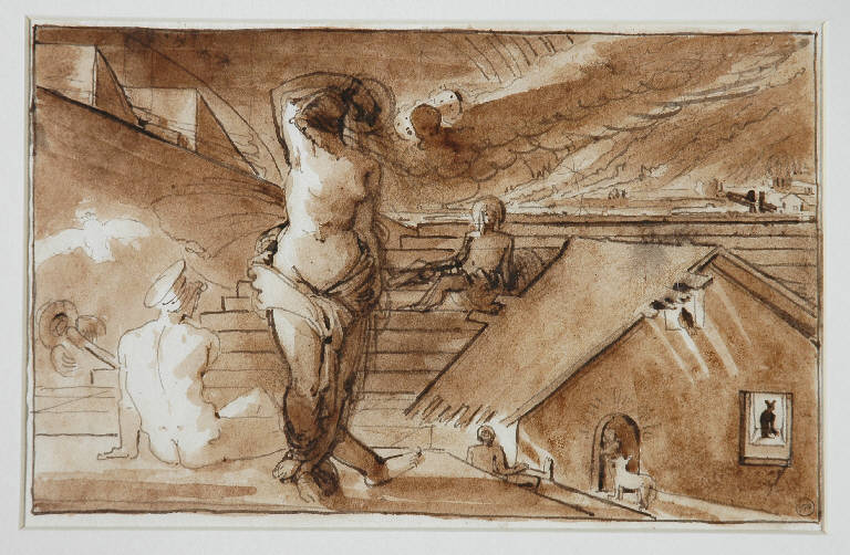Figure in un paesaggio (disegno) di Duranti Fortunato (secondo quarto sec. XIX)