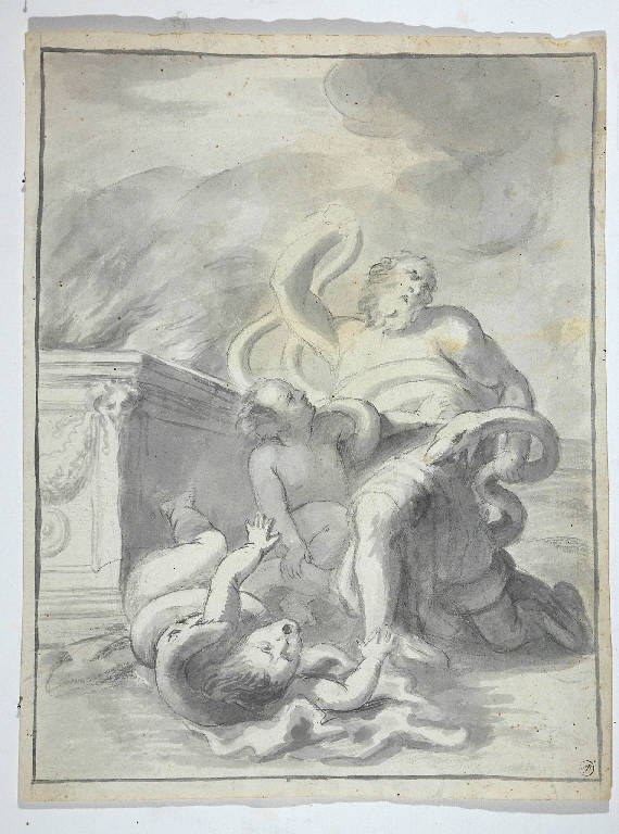 LAOCOONTE E I FIGLI STRANGOLATI DA DUE SERPENTI (disegno) - ambito italiano (sec. XIX)