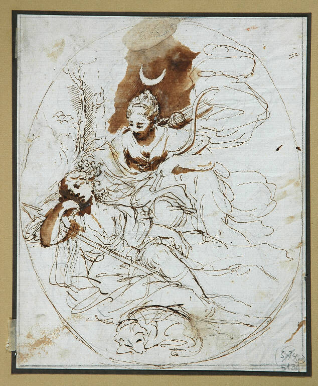 DIANA ED ENDIMIONE (disegno) - ambito italiano (fine/inizio secc. XVIII/ XIX)