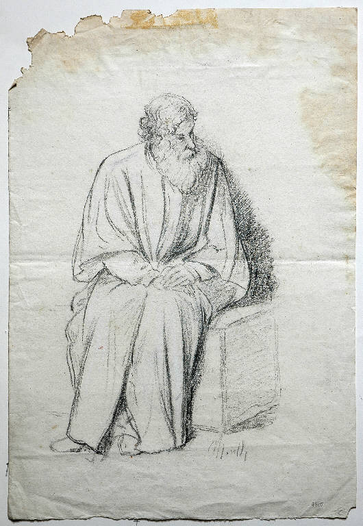 FIGURA MASCHILE (disegno) di Morelli Domenico (terzo quarto sec. XIX)
