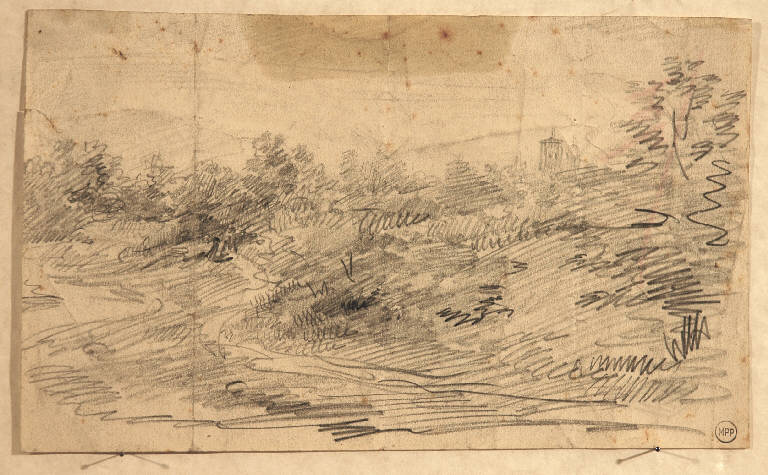 PAESAGGIO (disegno) di Carnovali Giovanni detto Piccio (metà sec. XIX)