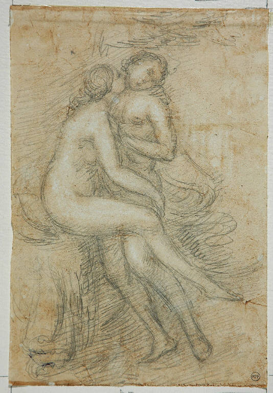 ERMAFRODITO E SALMACE ALLA FONTE (disegno) di Carnovali Giovanni detto Piccio (metà sec. XIX)