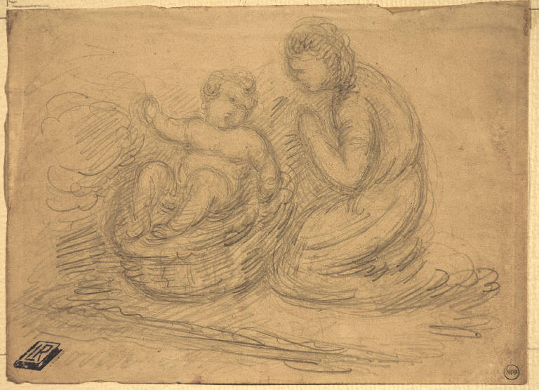 MOSE' SALVATO DALLE ACQUE (disegno) di Carnovali Giovanni detto Piccio (attr.) (metà sec. XIX)
