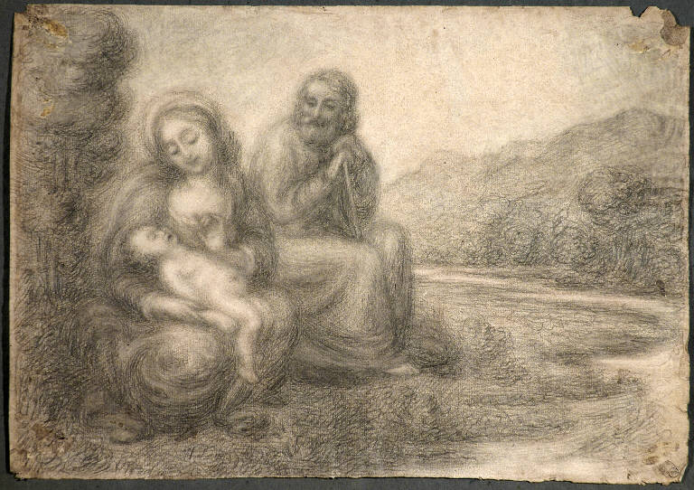SACRA FAMIGLIA (disegno) di Carnovali Giovanni detto Piccio (sec. XIX)