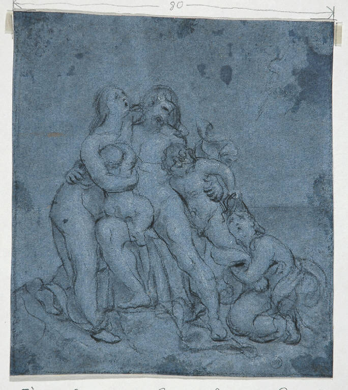 SCENA MITOLOGICA/ Madonna con Bambino (disegno) - ambito italiano (sec. XIX)