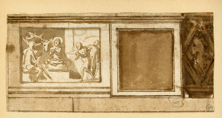 Adorazione dei pastori (disegno) di Bonaccorsi Pietro detto Perin del Vaga (attr.) (sec. XVI)