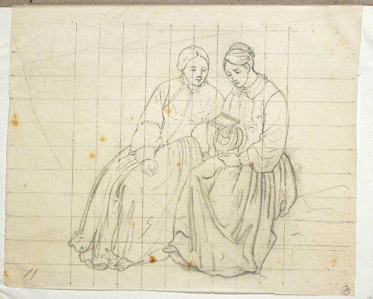 Donne che leggono (disegno) di Bisi Michele (metà sec. XIX)