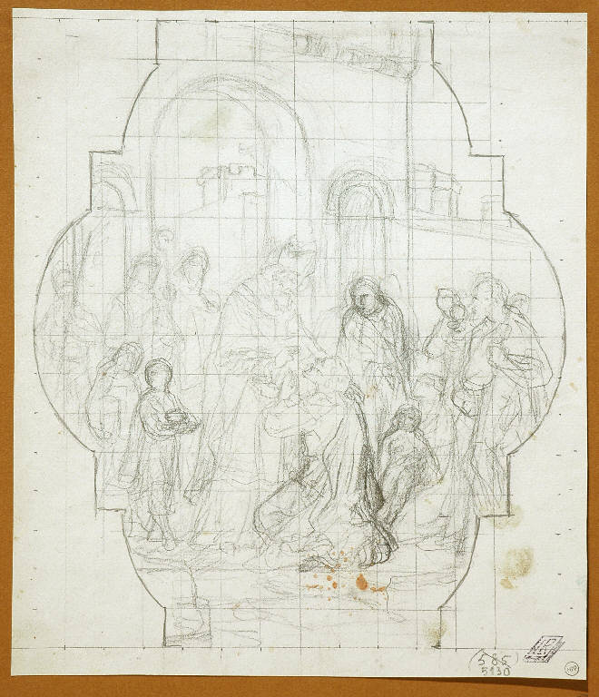 Scena religiosa (disegno) di Morgari Paolo Emilio il Vecchio (attr.) (metà sec. XIX)