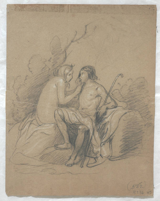 Diana ed Endimione (disegno) di Morgari Paolo Emilio il Vecchio (attr.) (metà sec. XIX)