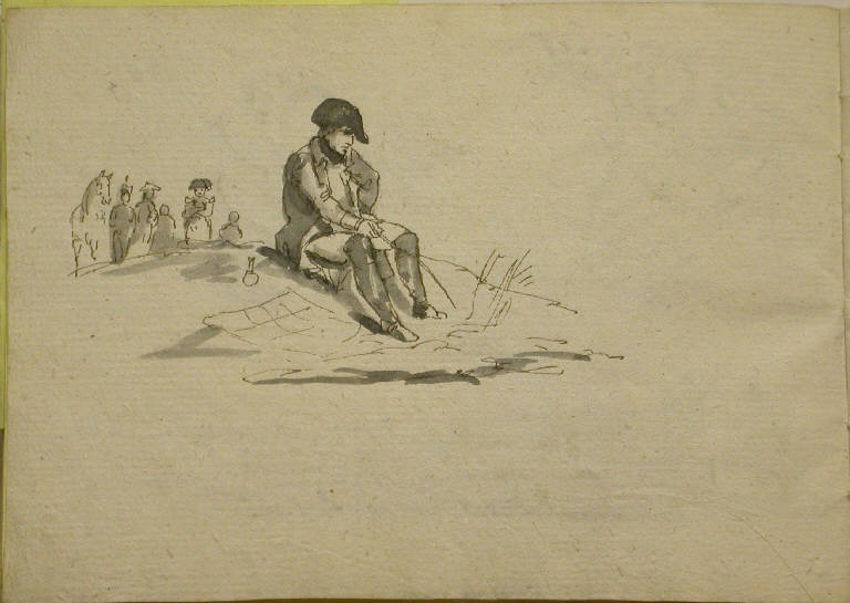 Napoleone seduto a terra (disegno) - ambito italiano (sec. XIX)