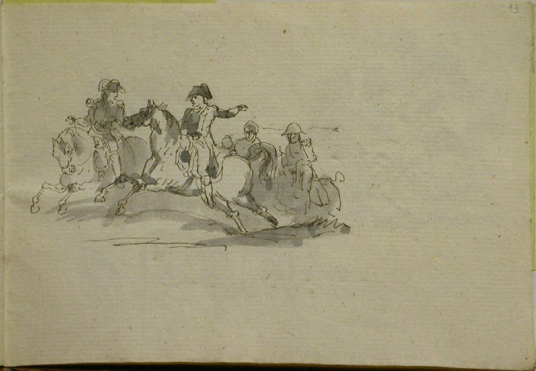 Napoleone a cavallo (disegno) - ambito italiano (sec. XIX)