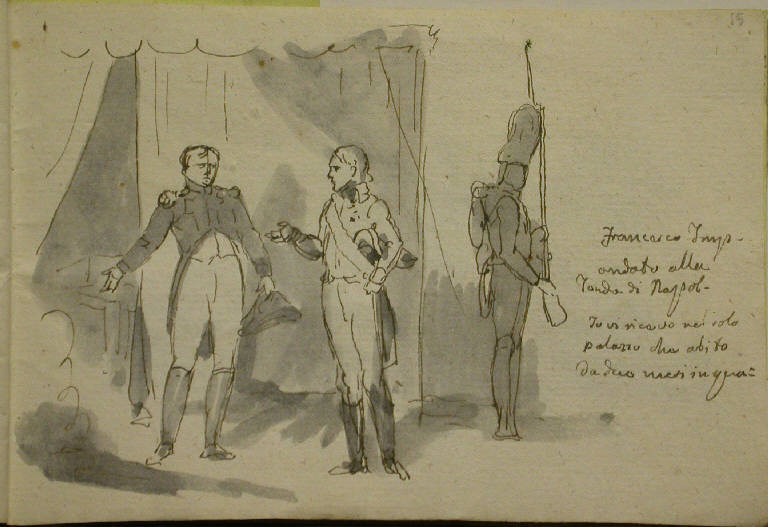 L'incontro tra Napoleone e Francesco II d'Austria (disegno) - ambito italiano (sec. XIX)