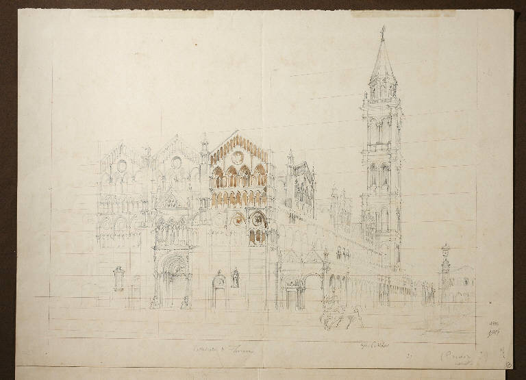 Progetto per restauro della Cattedrale di Ferrara (disegno) di Pividor Giovanni (sec. XIX)