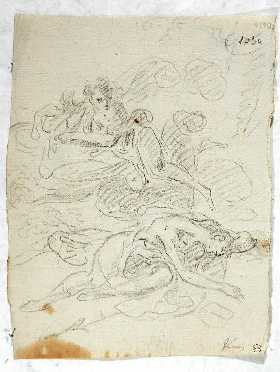 Due figure sdraiate, FIGURE (disegno) di Vacca Luigi (secondo quarto sec. XIX)