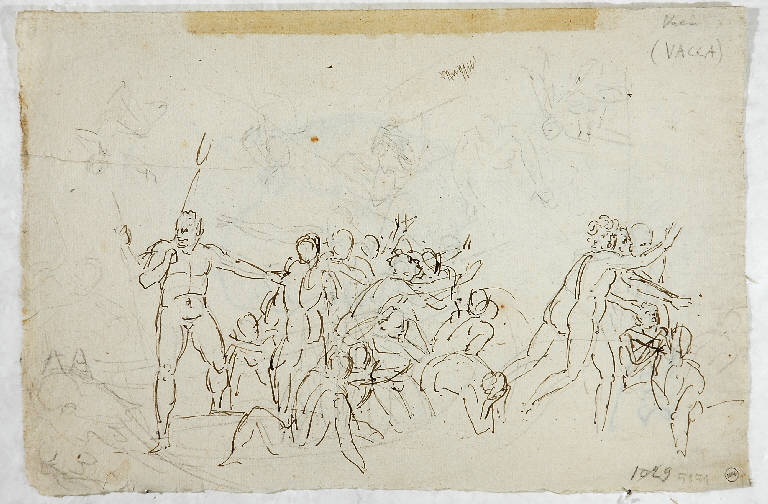 Scena di lotta/ Testa femminile, FIGURE (disegno) di Vacca Luigi (sec. XIX)