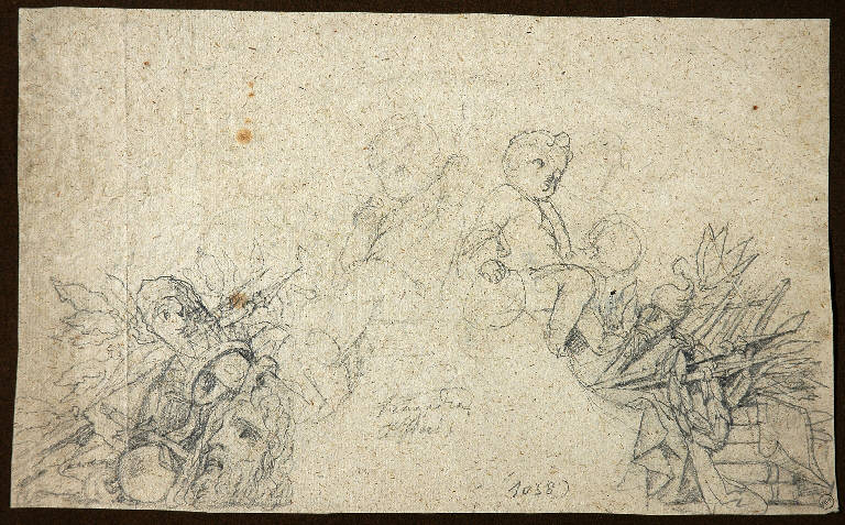 Scena allegorica con puttini seduti, ALLEGORIA (disegno) di Morgari Paolo Emilio il Vecchio (attr.) (metà sec. XIX)