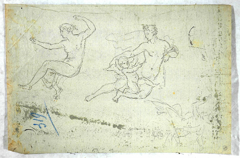 Studi di due figure femminili, FIGURE FEMMINILI NUDE (disegno) di Morgari Paolo Emilio il Vecchio (attr.) (metà sec. XIX)