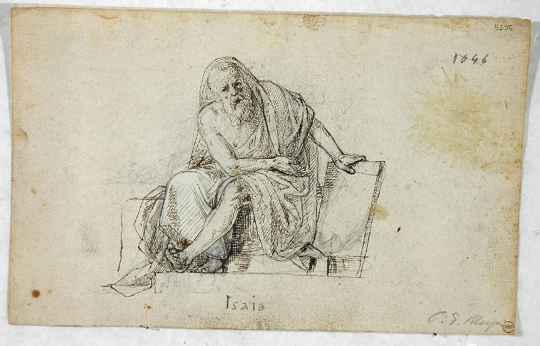 Il profeta Isaia, PROFETA ISAIA (disegno) di Morgari Paolo Emilio il Vecchio (attr.) (metà sec. XIX)