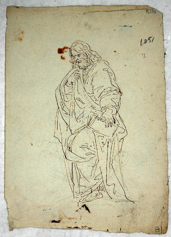 Figura maschile (apostolo ?), FIGURA MASCHILE (disegno) di Morgari Paolo Emilio il Vecchio (attr.) (metà sec. XIX)
