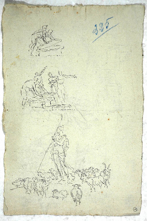 Studi per figure singole e in gruppo, STUDI PER FIGURE (disegno) di Vacca Luigi (attr.) (metà sec. XIX)