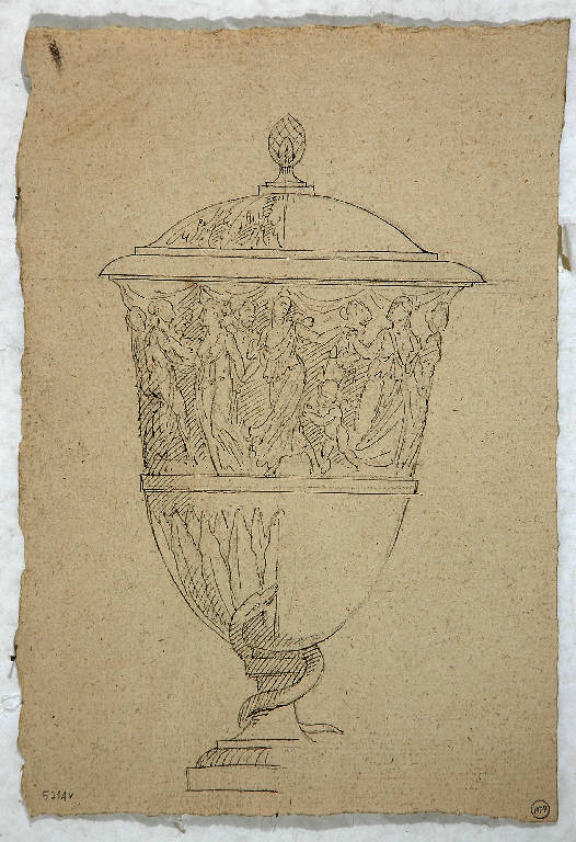 Studio per coppa decorata, VASO (disegno) di Morgari Giuseppe (attr.) (sec. XIX)