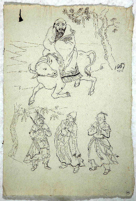 Quattro figure orientali, FIGURE ORIENTALI (disegno) di Morgari Giuseppe (attr.) (metà sec. XIX)