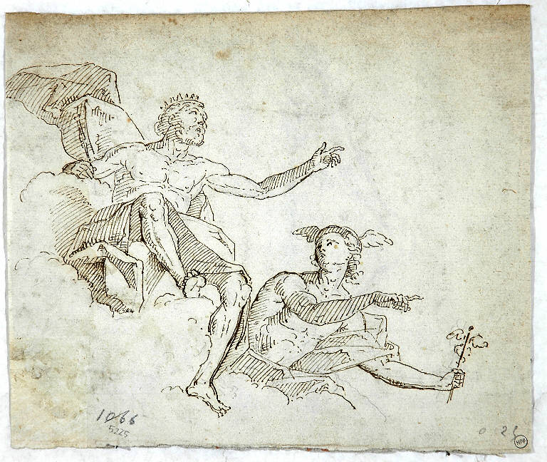 Giove e Mercurio, GIOVE E MERCURIO (disegno) di Morgari Paolo Emilio il Vecchio (attr.) (metà sec. XIX)