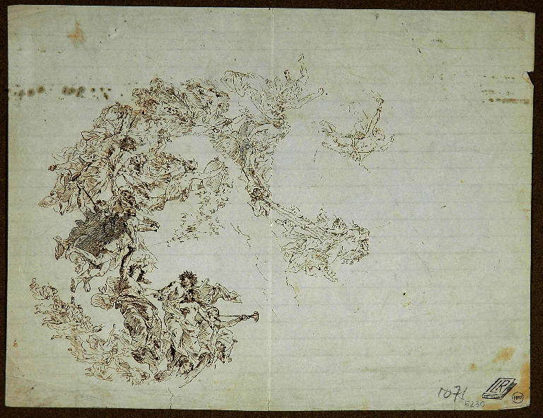 Scena allegorica, AURORA E LE ORE (?) (disegno) di Morgari Luigi (attr.) (sec. XIX)