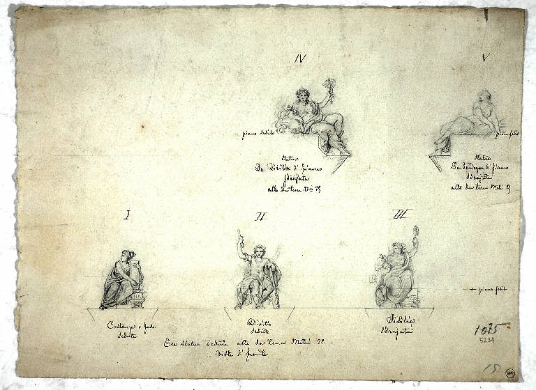 Figure allegoriche (disegno) di Morgari Paolo Emilio il Vecchio (attr.) (metà sec. XIX)