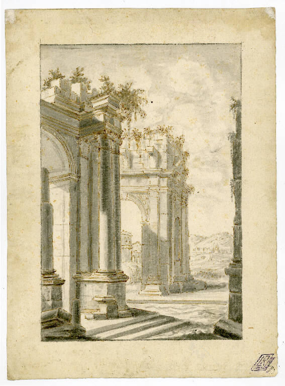 Rovine classiche, Architetture (disegno) di Bruzzi Serafino (attr.) (seconda metà sec. XVIII)