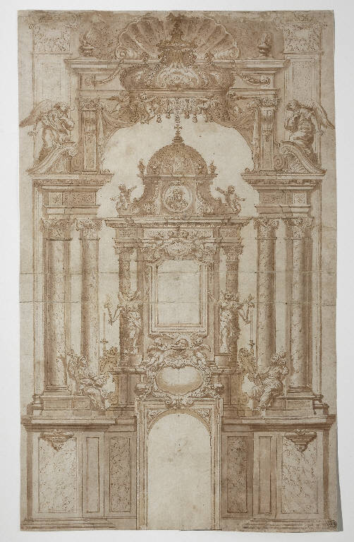 Interno architettonico, Interno (disegno) - ambito italiano (sec. XVIII)