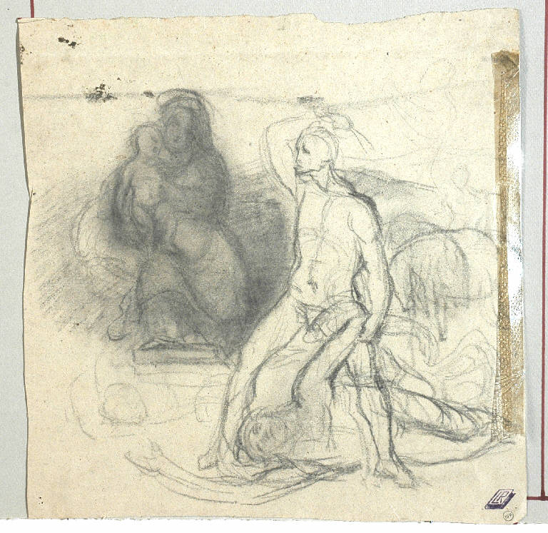 Studi di figure singole e in gruppo, Figure (disegno) di Morgari Luigi (attr.) (ultimo quarto sec. XIX)