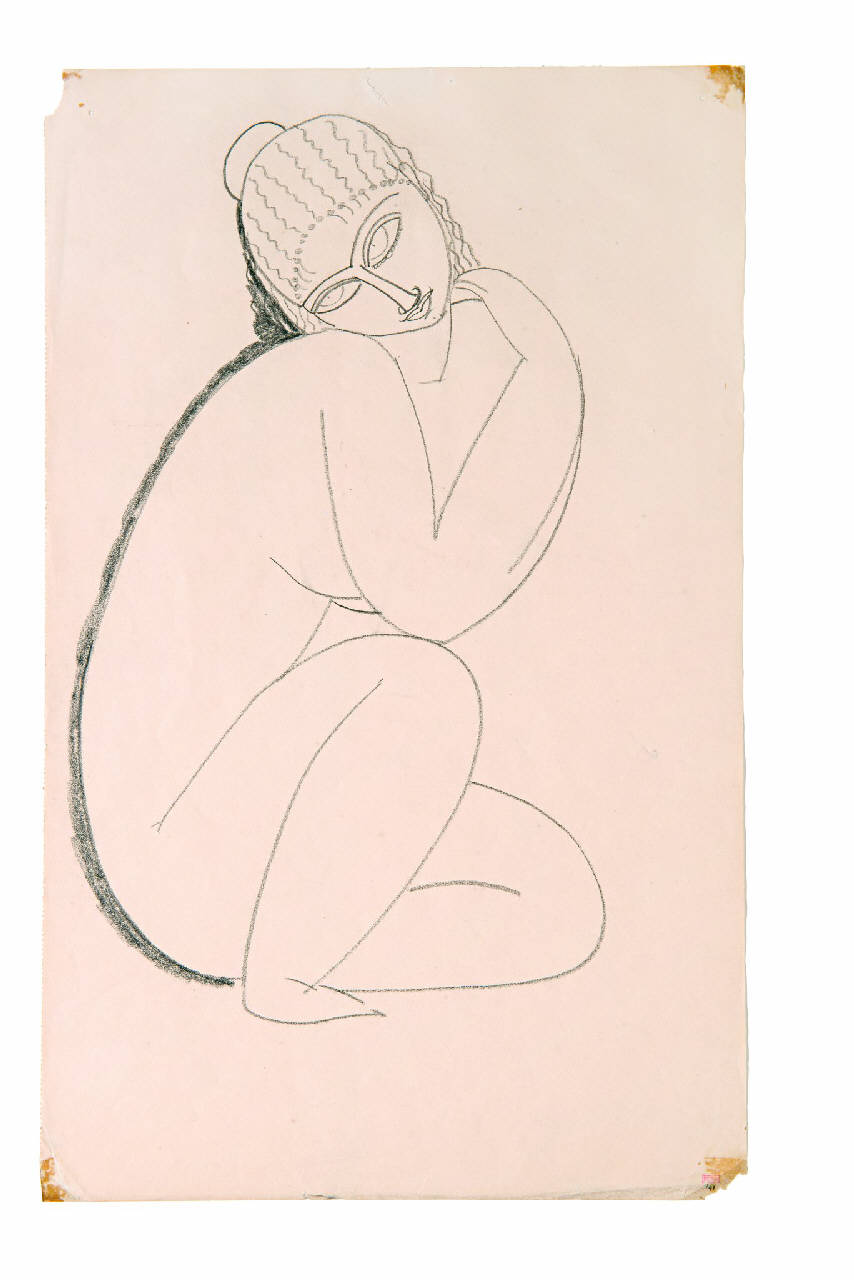 Nu accroupi, Nudo accosciato, nudo femminile (disegno) di Modigliani, Amedeo (primo quarto sec. XX)