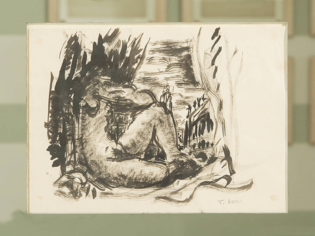 figura femminile nuda (disegno) di Buzzi, Tomaso (sec. XX)
