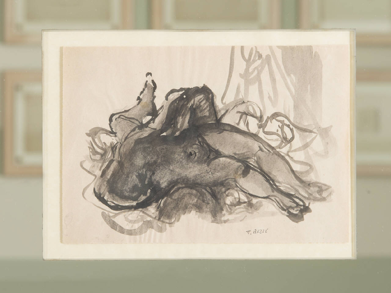 figura femminile nuda (disegno) di Buzzi, Tomaso (sec. XX)