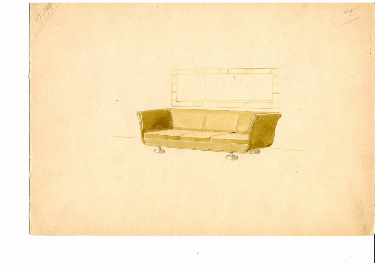 Divano giallo, divano (disegno) di Ulrich, Guglielmo (sec. XX)