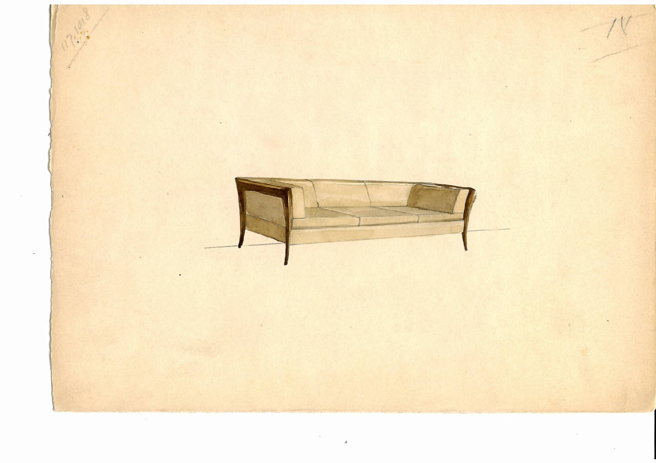 Divano beige, divano (disegno) di Ulrich, Guglielmo (sec. XX)