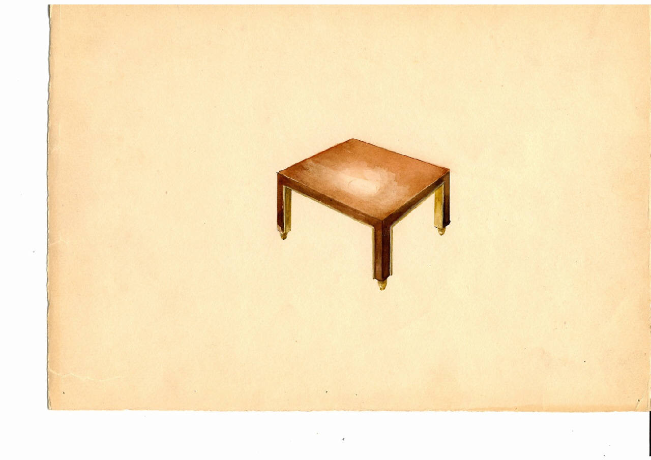 Tavolo da gioco marrone, tavolo (disegno) di Ulrich, Guglielmo (sec. XX)