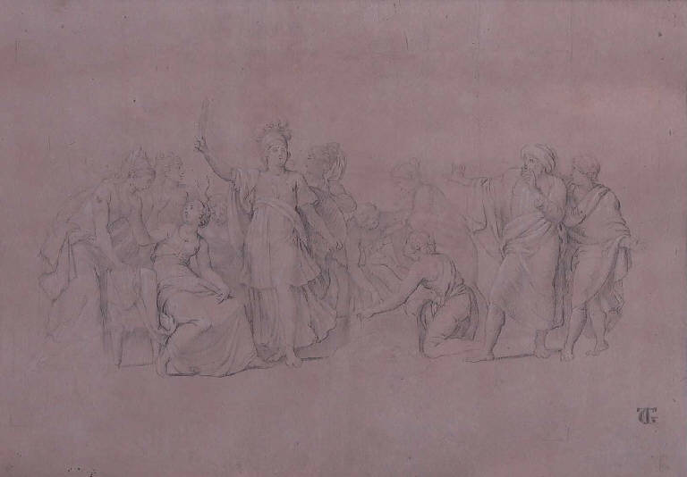 Achille e le figlie di Licomede (disegno) di Teosa Giuseppe (prima metà sec. XIX)