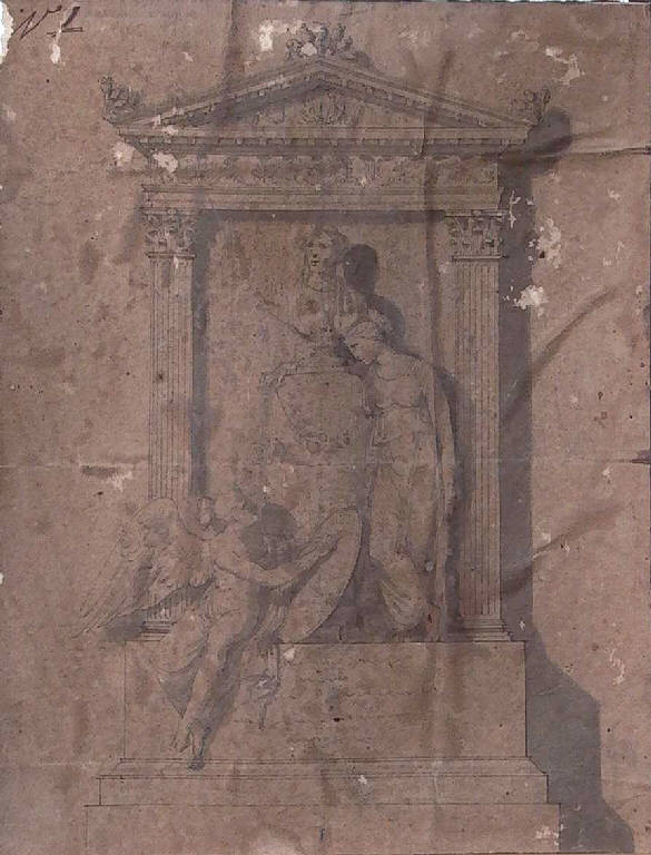 Monumento funebre per Stefano Antonio Morcelli (disegno) di Teosa Giuseppe (sec. XIX)