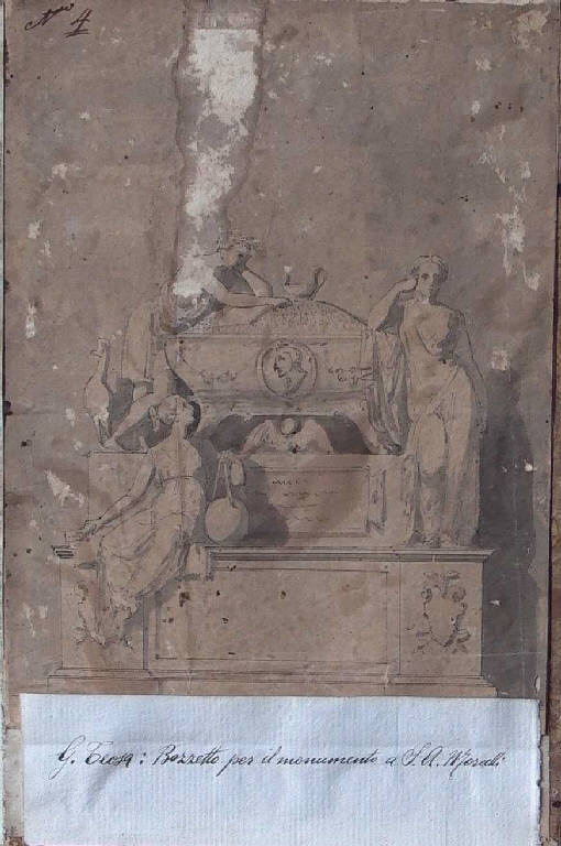 Monumento funebre per Stefano Antonio Morcelli (disegno) di Teosa Giuseppe (sec. XIX)