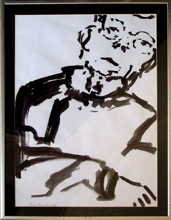 Figura maschile con occhiali (disegno) di Budisteanu Miruna (sec. XX)