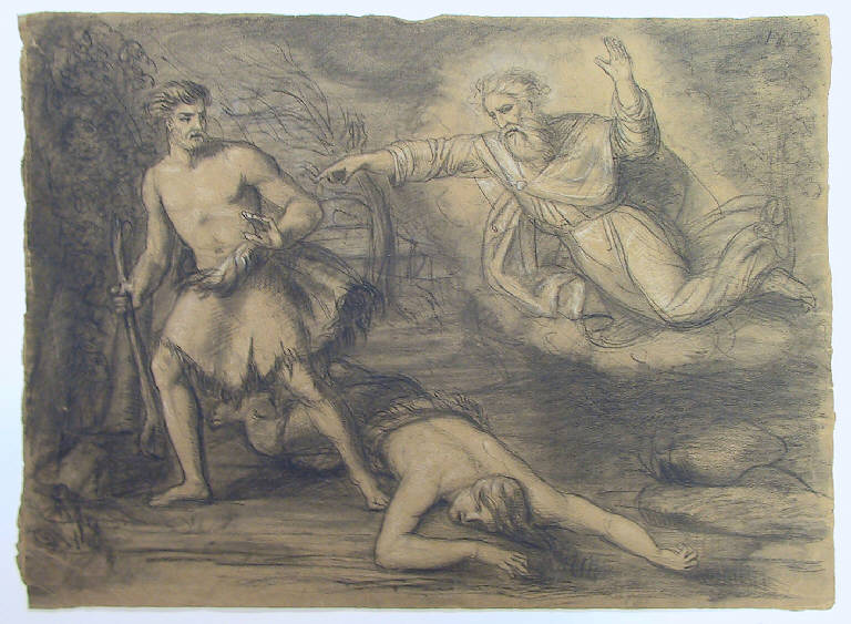 Caino uccide Abele/ Figure (disegno) di Ligari Angelo (sec. XIX)