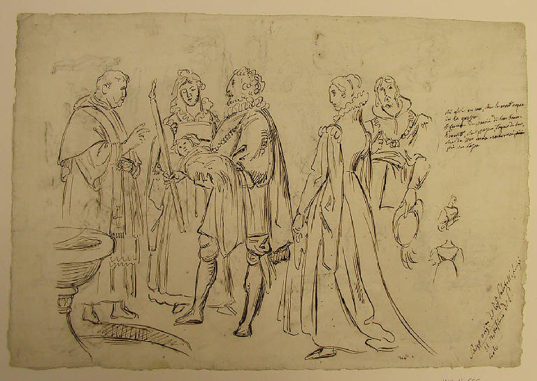 Battesimo di San Carlo/ Figure (disegno) di Sabatelli Luigi (primo quarto sec. XIX)