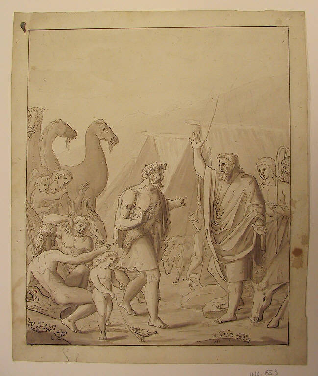Scena biblica/ Figure (disegno) di Ligari Angelo (sec. XIX)