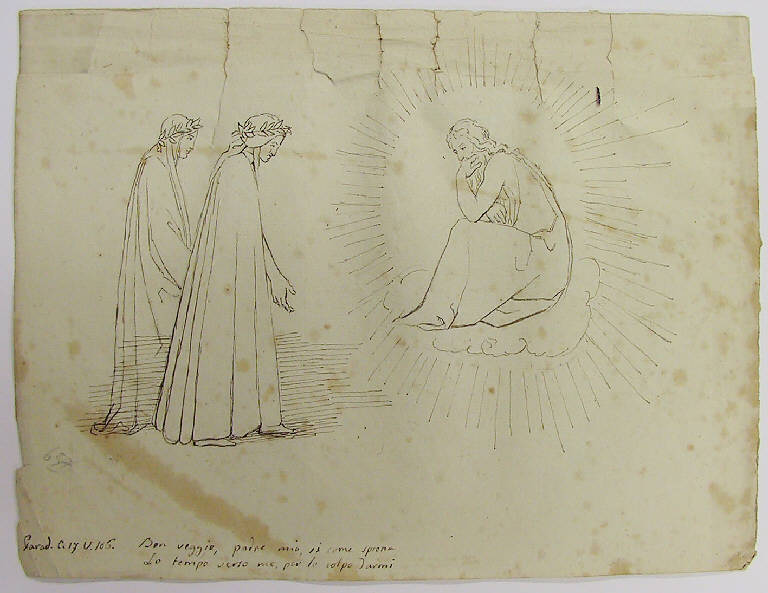 Episodio della Divina Commedia: incontro con Cacciaguida/ Angeli (disegno) di Ligari Angelo (sec. XIX)